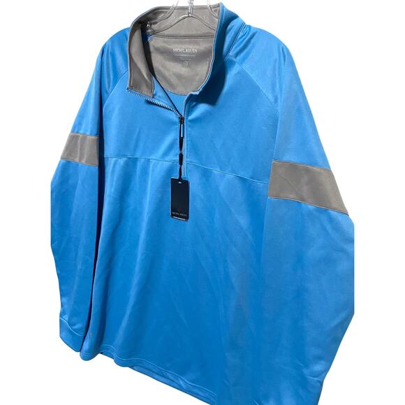 Michel Rouen Performance Sweat 1/4 Zip Pullover Sky Blue Light Gray Mens 2XL NWT - Picture 3 of 9